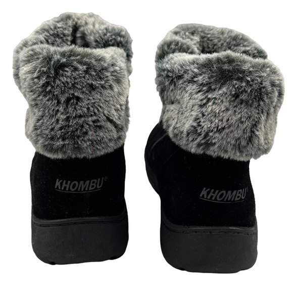 KHOMBU Jessica Winter Boots Women’s Size 7M Black Suede Faux Fur Water Repellent - Picture 6 of 12